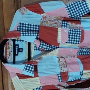 EUC Land's End Patchwork Shirtdress